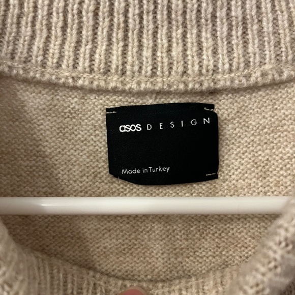 NWOT ASOS Design Beige Knit Poppy Sweater - Picture 2 of 6